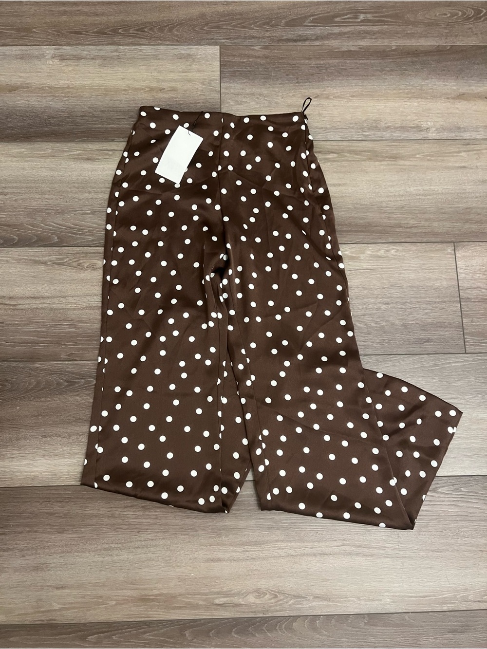 Zara Brown & White Polka Dot satin pants